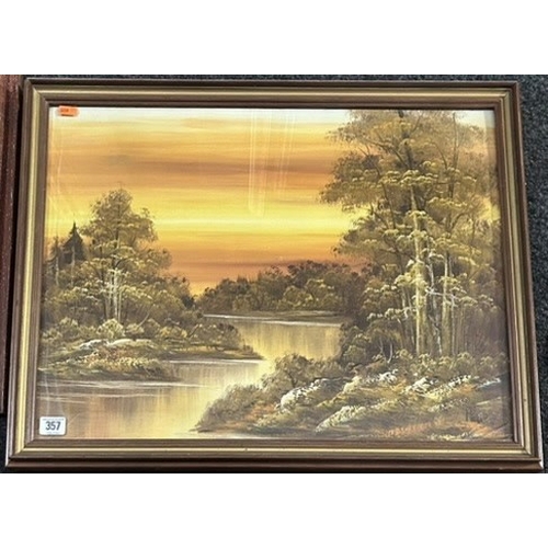 357 - OIL ON BOARD LANDSCAPE RIVER SCENE