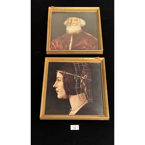 38 - FRAMED LEONARDO DA VINCI PORTRAIT PRINT OF BEATRICE D'ESTE DUCHESS OF MILAN
PORTAIT OF PROCURATOR JA... 