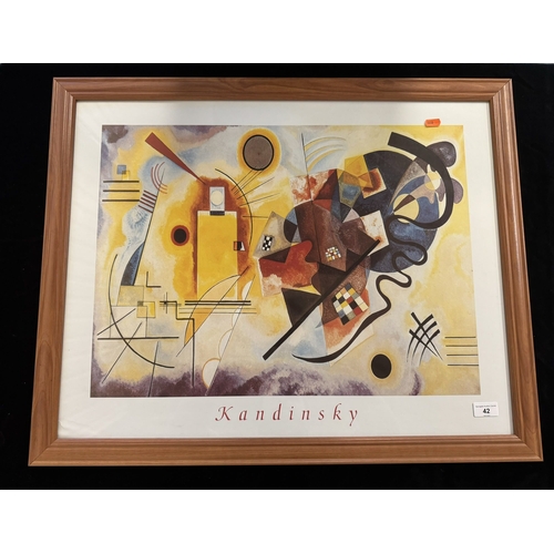 42 - FRAMED ABSTRACT PRINT BY WASSILY KANDINSKY