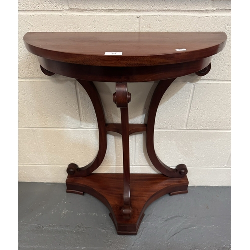 51 - MAHOGANY HALF MOON HALL CONSOLE