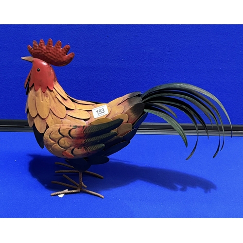 193 - METAL ROOSTER GARDEN ORNAMENT