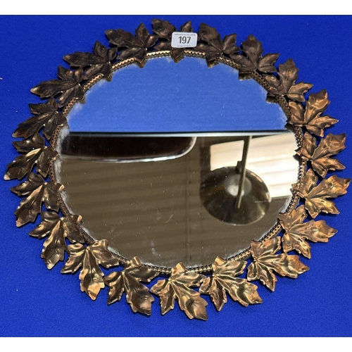 197 - FRENCH STYLE MIRROR SURROUNDED BY COPPER IVY LEAVES