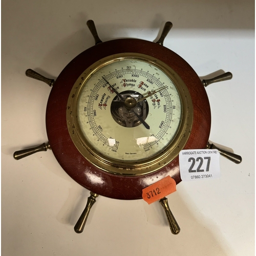 227 - SHIPS WHEEL BAROMETER