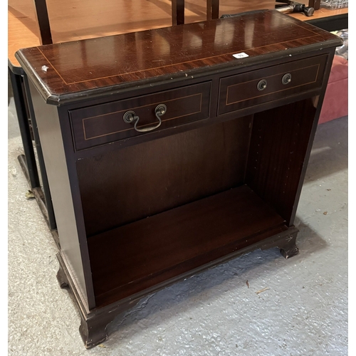 19 - MAHOGANY BOOKCASE WITH DOUBLE DRAWERS