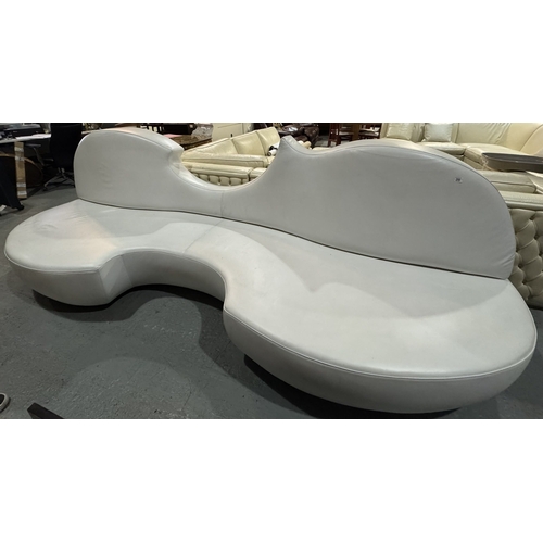 215 - ZANABONI DESIGNER WHITE LEATHER BESPOKE CONTEMPORARY SOFA 
10’6” LONG,  41” DEEP, 39” HIGH