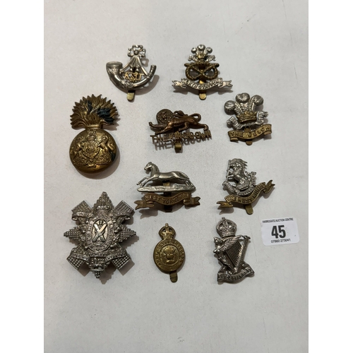 45 - SELECTION OF REGIMENT CAP BADGES