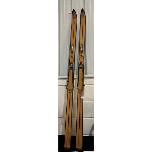 143 - PAIR OF ATTENHOFER LAMINATED HICKORY SKIS