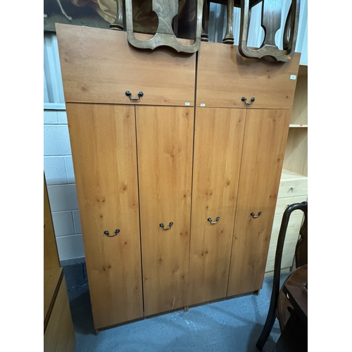 99 - FOUR DOOR PINE COMBINATION WARDROBE WITH TWO TOP BOXES