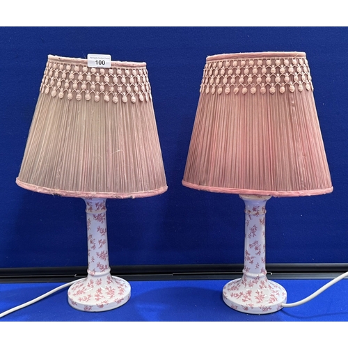 100 - TWO VINTAGE LAMPS WITH FLORAL CERAMIC BASES