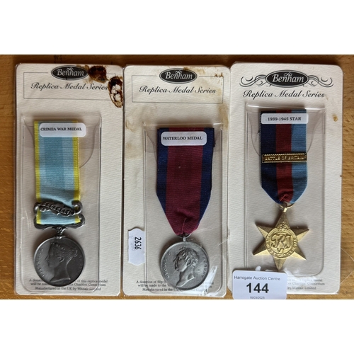 144 - THREE REPLICA SERVICE MEDALS