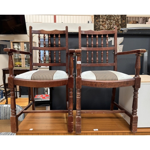 165 - TWO SPINDLE BACK CARVER CHAIRS