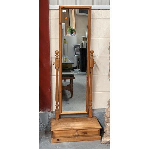 19 - SOLID PINE CHEVAL PINE DRESSING MIRROR