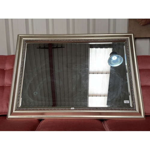 28 - LARGE SILVER FRAMED MIRROR