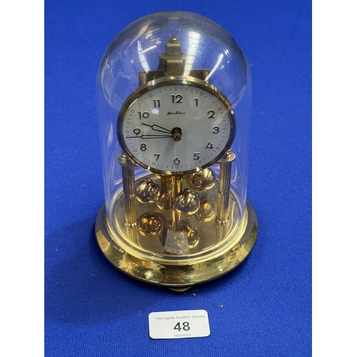 48 - BENTIMA 400 DAY TORSION ANNIVERSARY CLOCK UNDER DOME