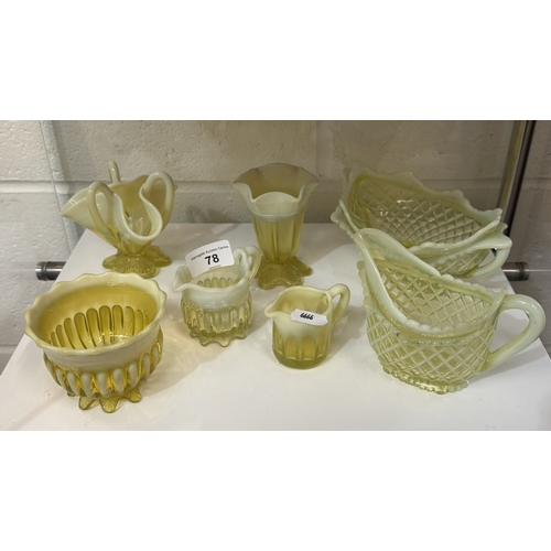 78 - VICTORIAN DAVIDSON PEARLINE URANIUM YELLOW GLASS