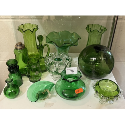 79 - SELECTION OF GREEN GLASS