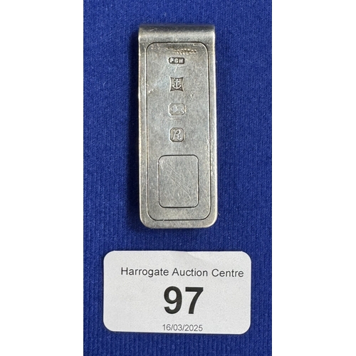 97 - SOLID SILVER MONEY CLIP 17.3G