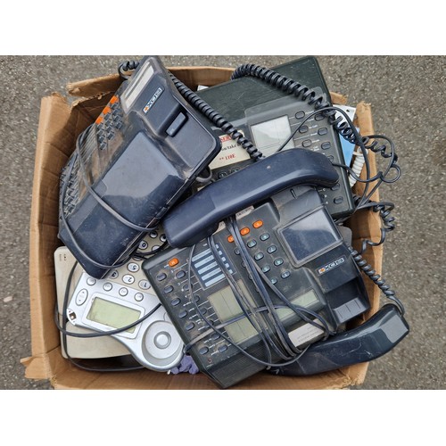 21 - 9 BOXES OF VINTAGE ELECTRONICS INCLUDING TELEPHONES ETC.