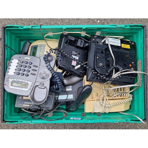 21 - 9 BOXES OF VINTAGE ELECTRONICS INCLUDING TELEPHONES ETC.