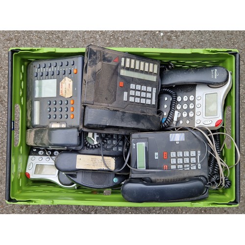 21 - 9 BOXES OF VINTAGE ELECTRONICS INCLUDING TELEPHONES ETC.