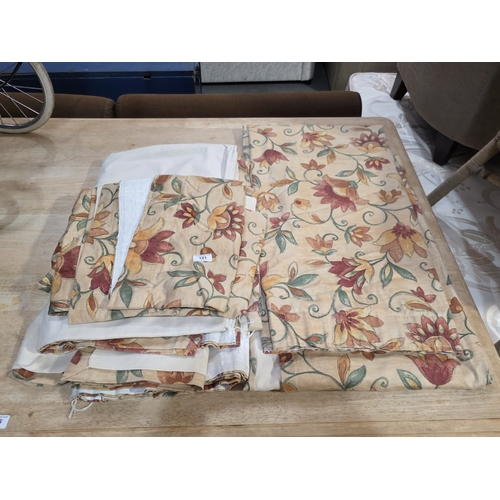 121 - 2 X PAIRS OF BOTANICAL CURTAINS
