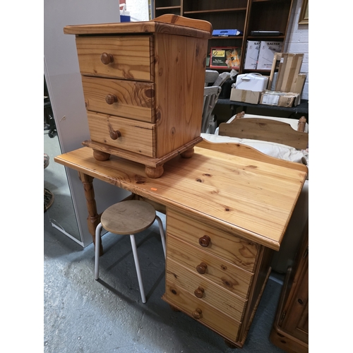 122 - SOLID PINE DRESSING TABLE AND MATCHING THREE DRAWER CHEST