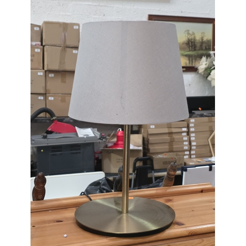 126 - BRUSHED BRASS TABLE LAMP WITH SHADE