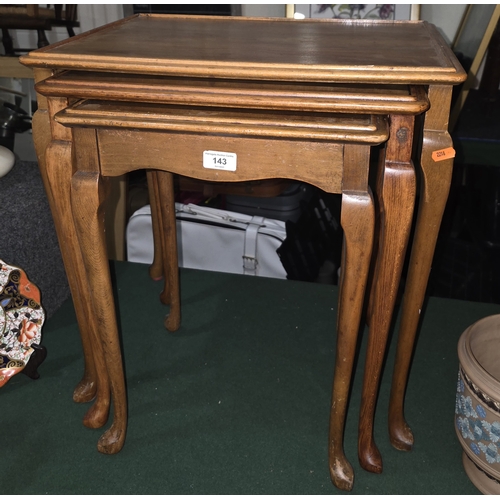 143 - WALNUT NEST OF TABLES