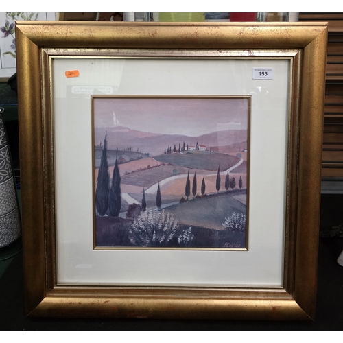 155 - ‘TUSCANY AT NOON’ LANDSCAPE PRINT BY C. MARCON IN GILT FRAME, SIGNED FLAIR/02