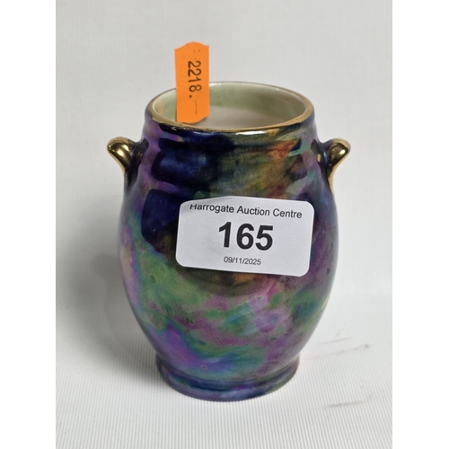 165 - VINTAGE MALING ART DECO LUSTRE WARE MULTI-COLOURED POSIE VASE, 3.5” TALL