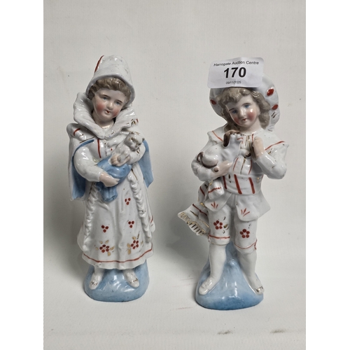 170 - PAIR OF VINTAGE CERAMIC GLAZED FIGURINES