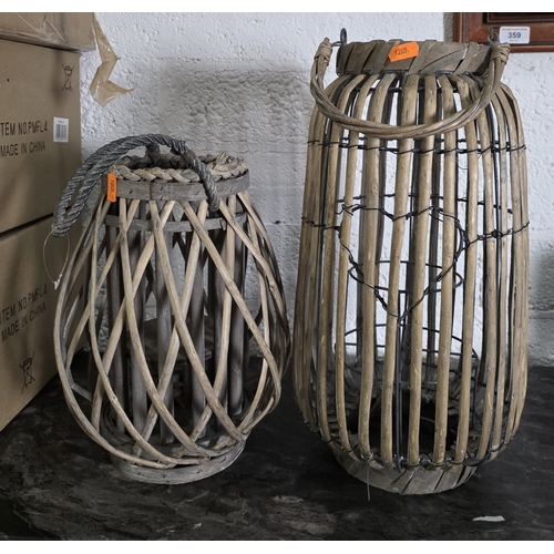 364 - PAIR OF LOBSTER POT CANDLE HOLDER LANTERNS