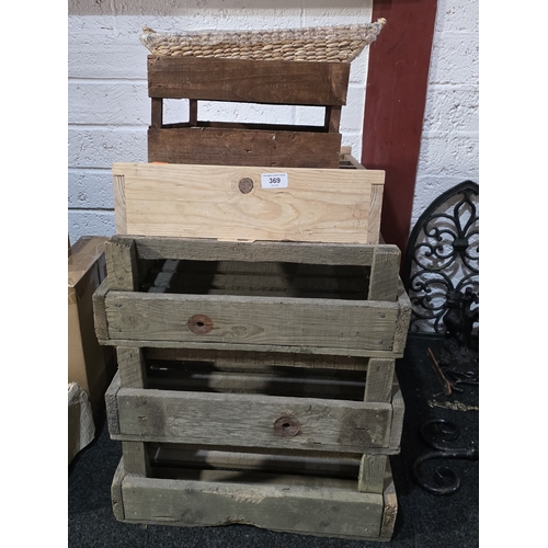 369 - SELECTION OF WOODEN CRATES