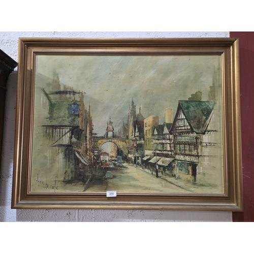 370 - LARGE BEN MAILE STREET SCENE IN GILT FRAME