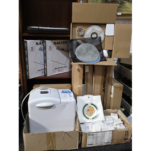 371 - MISCELLANEOUS INCLUDING MURPHY RICHARDS BREAD MAKER, SCALES, SOAP ETC.