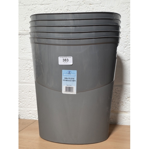 383 - FIVE 10 LITRE FLEXI STORAGE BINS