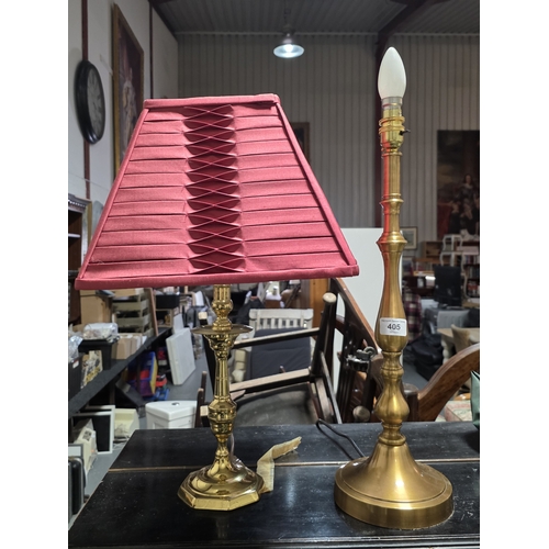 405 - TWO BRASS TABLE LAMPS