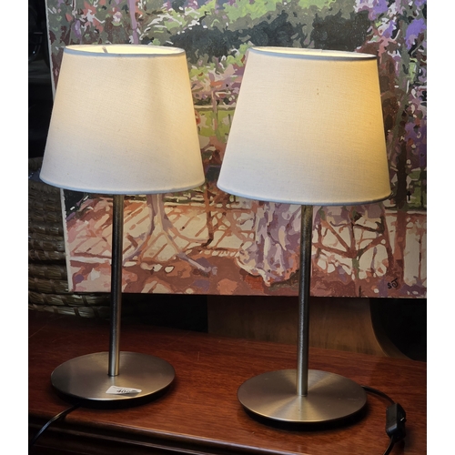 409 - PAIR OF STAINLESS STEEL IKEA SKAFTET TABLE LAMPS