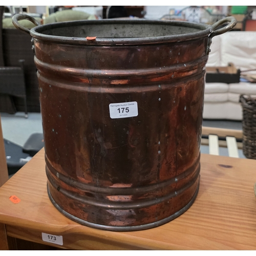 VICTORIAN SOLID COPPER COAL BUCKET WITH HANDLES