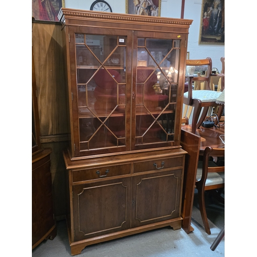 11 - YEWTREE ASTRAGAL FRONTED DISPLAY CABINET