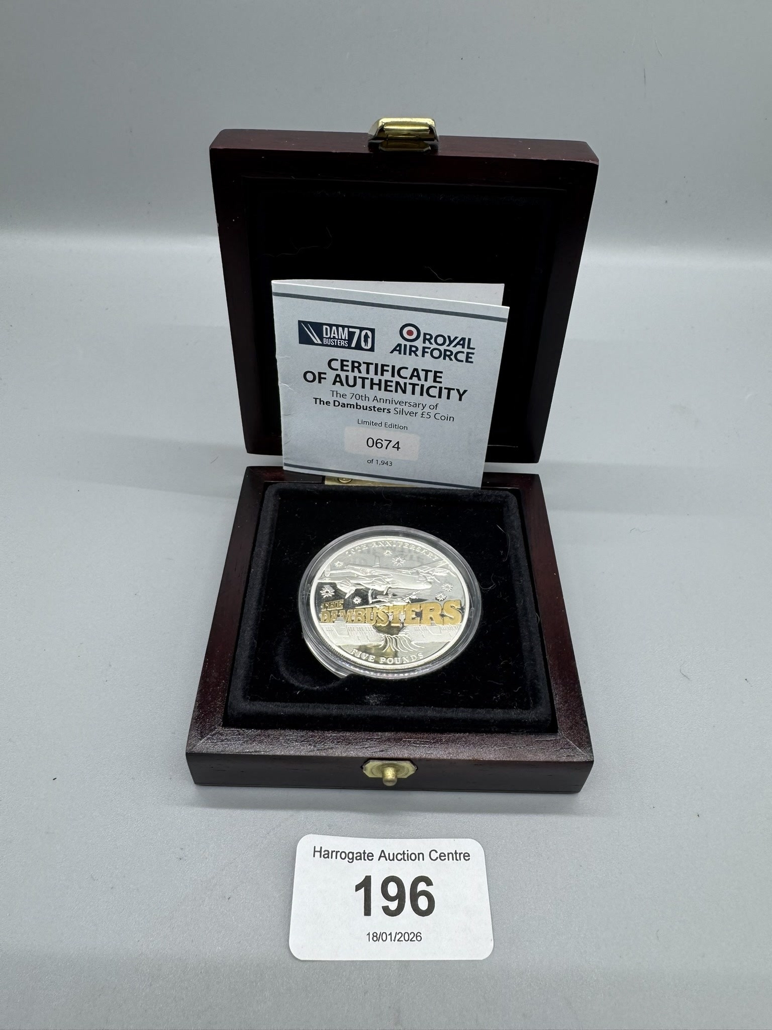 A SILVER £5 COIN FOR THE 70TH ANNIVERSARY OF THE DAMBUSTERS WITH ...