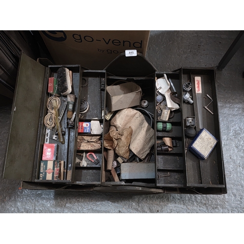 LARGE CONCERTINA METAL TOOL BOX WITH CONTENTS