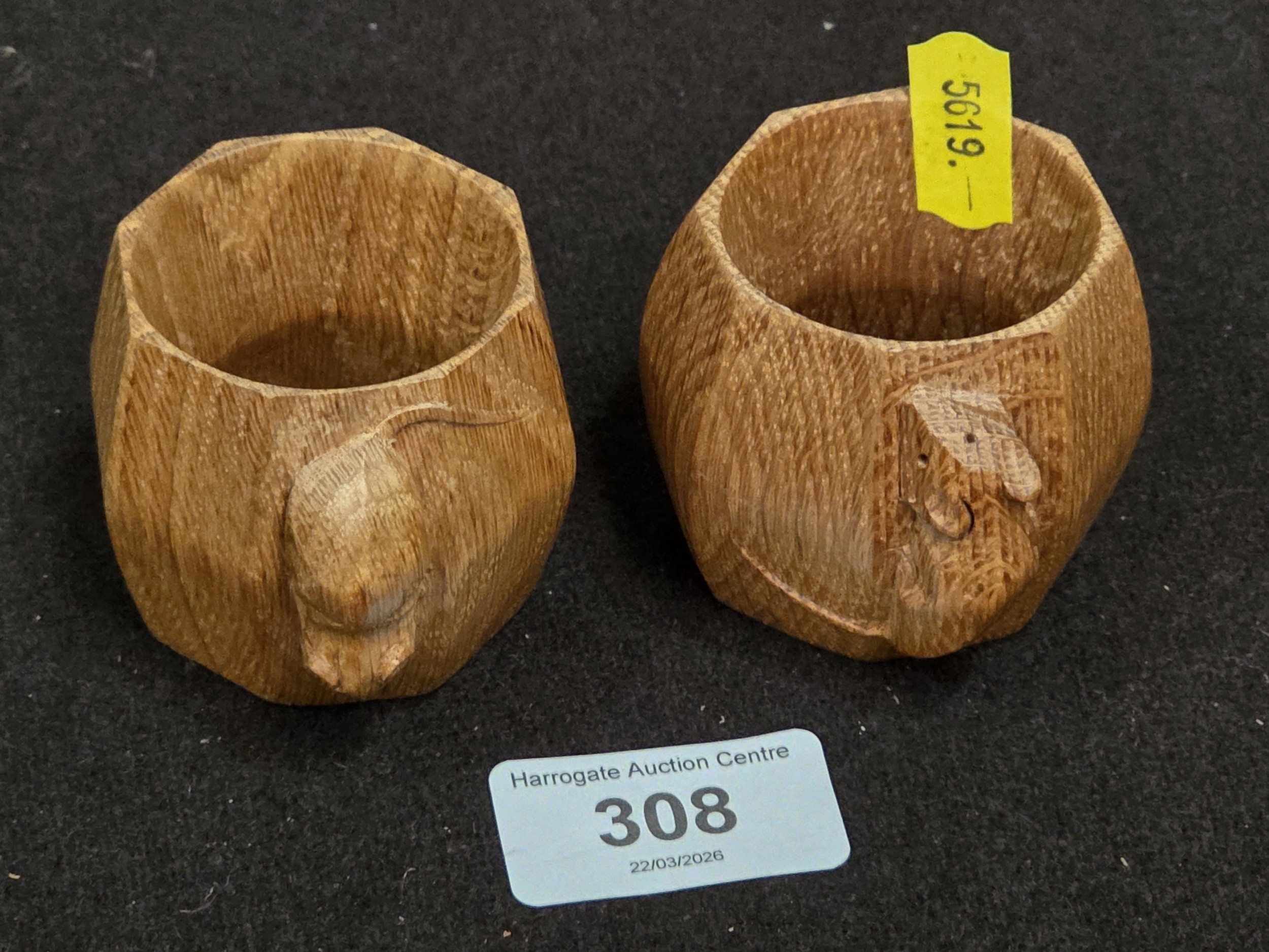 PAIR OF ROBERT THOMPSON “ MOUSEMAN” NAPKIN RINGS