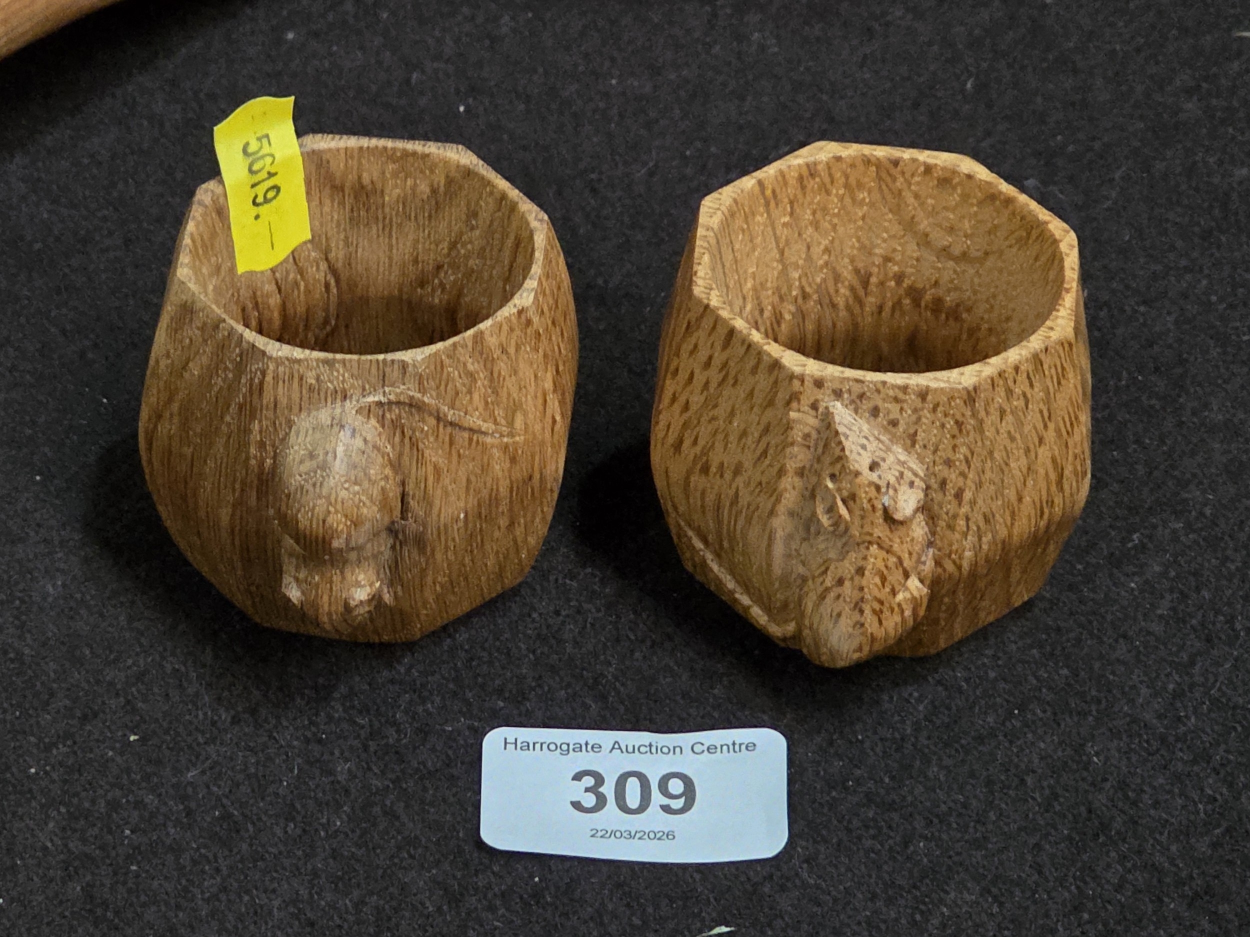 PAIR OF ROBERT THOMPSON “ MOUSEMAN” NAPKIN RINGS
