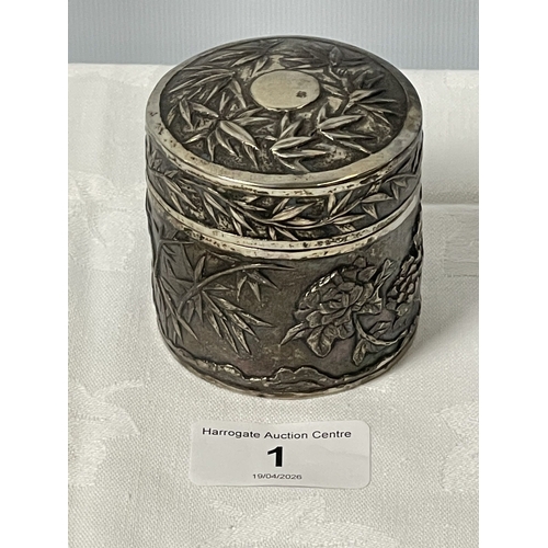 1 - CHINESE SOLID SILVER POT WITH LID CIRCA 1890
84G