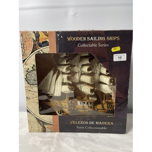 10 - WOODEN SAILING SHIP IN BOX