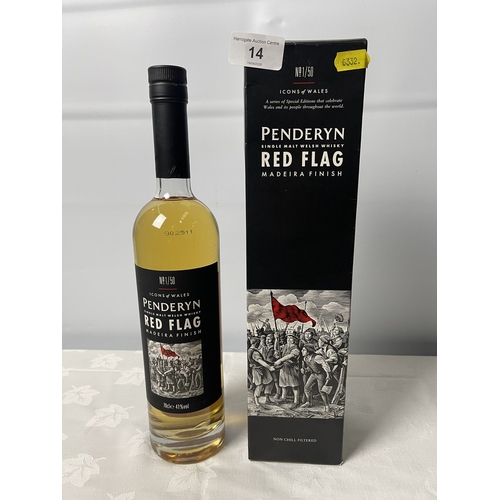 14 - 1/50 BOTTLE OF COLLECTIBLE PENDERYN ICONS OF WALES RED FLAG MADEIRA FINISH WHISKY
