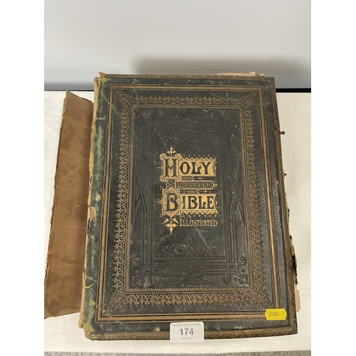 174 - ANTIQUE FAMILY HOLY BIBLE ILLUSTRATED