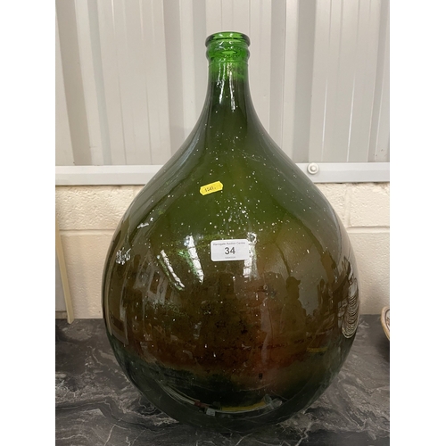 34 - ANTIQUE FRENCH DAME JEANNE IN GREEN GLASS