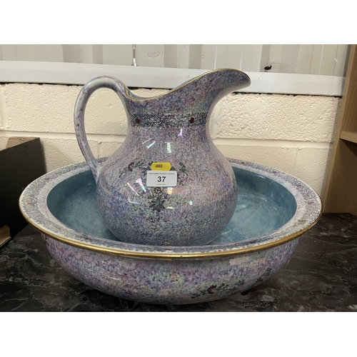37 - DECORATIVE CERAMIC JUG AND BASIN SET